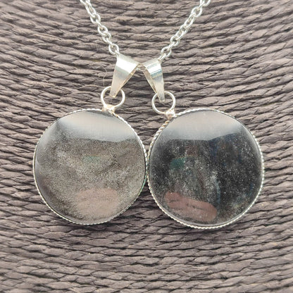 Silver obsidian pendant xl