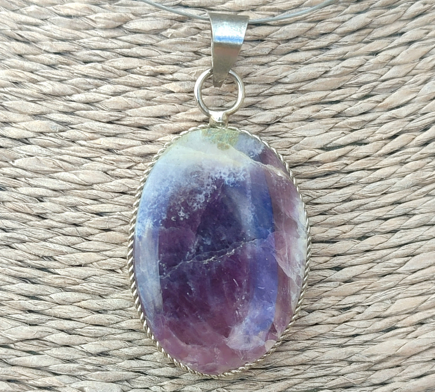 Double silver plated amethyst pendant