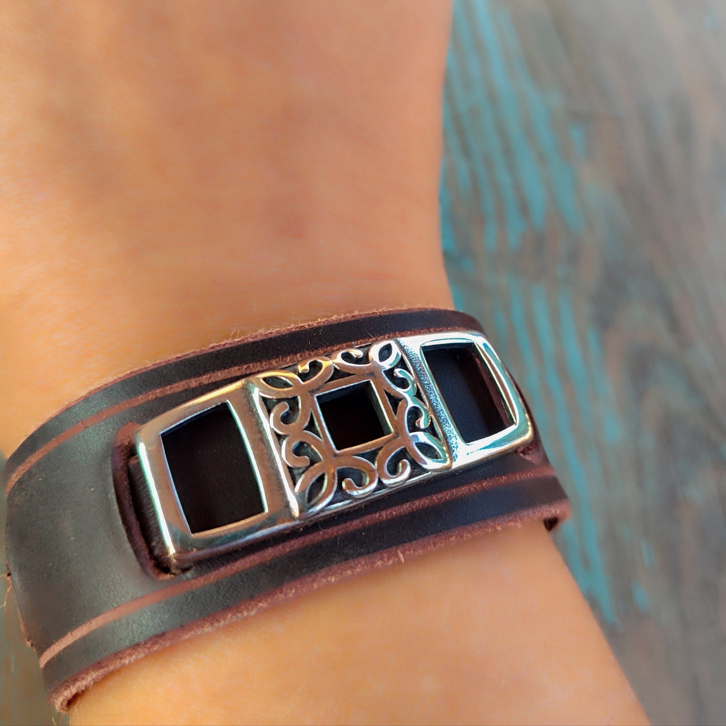 Pulsera acero y cuero