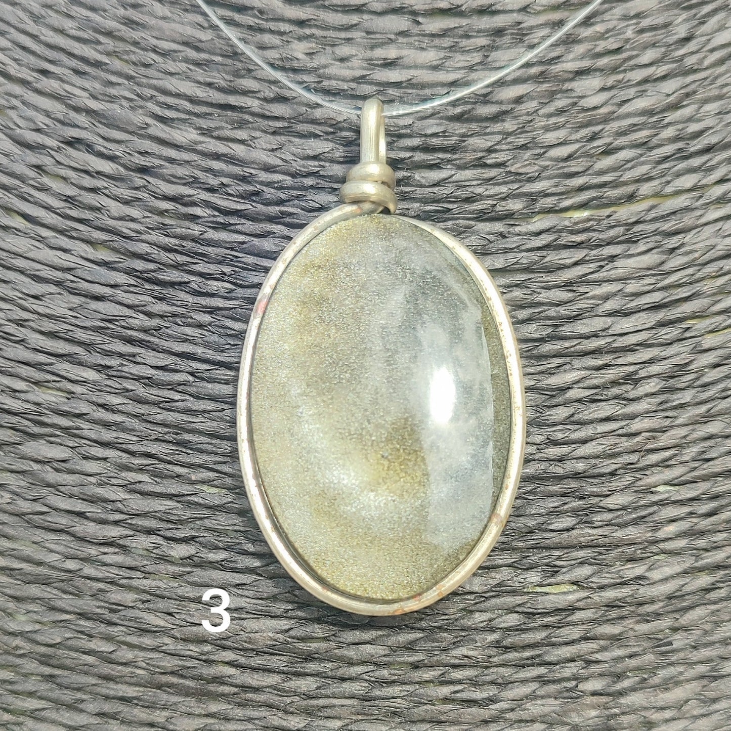 XL golden obsidian oval pendant