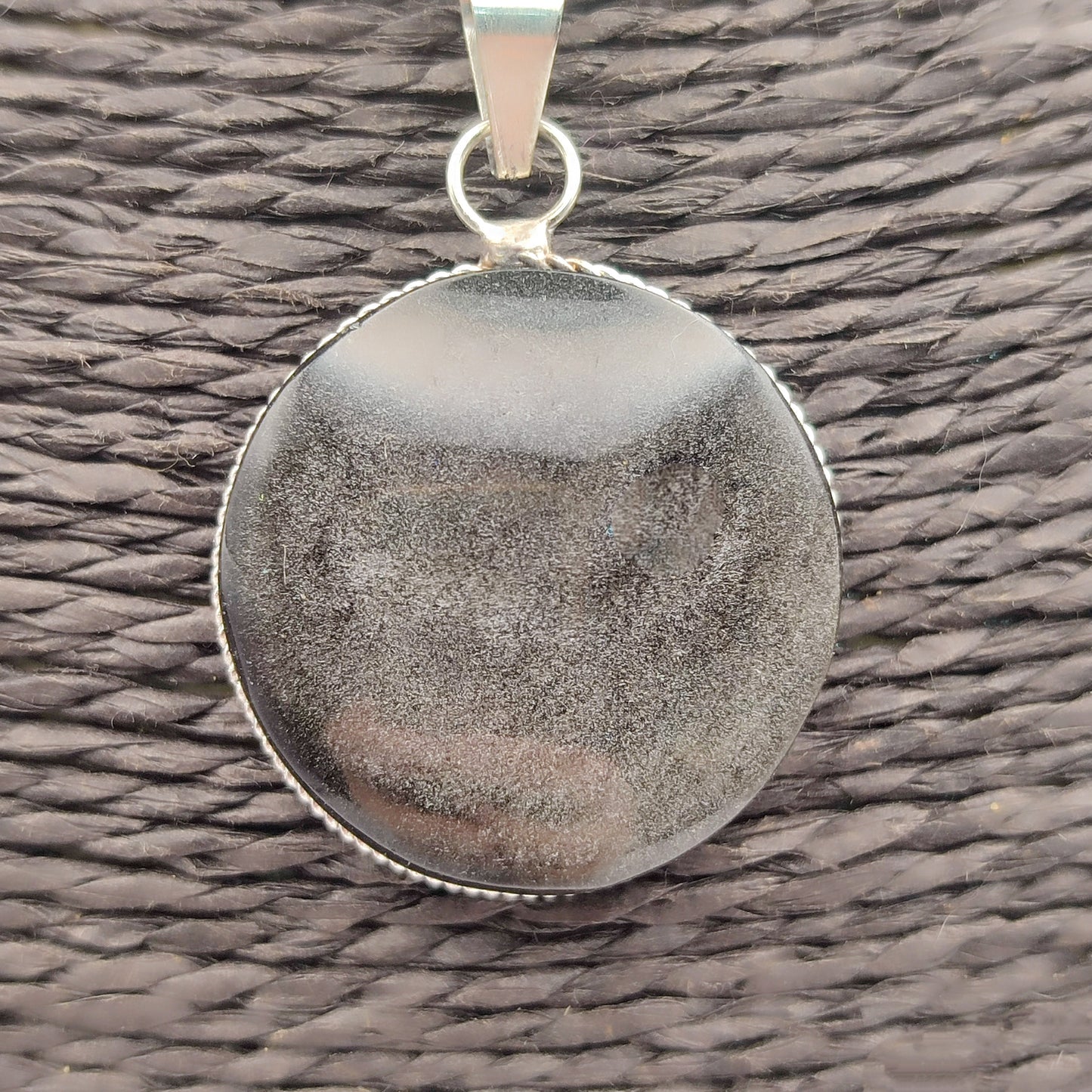 Silver obsidian pendant xl