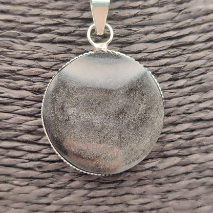 Silver obsidian pendant xl