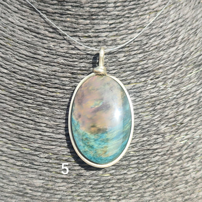 Colgante obsidiana manto huichol xl ovalado