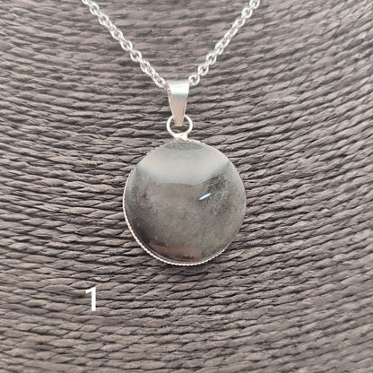 Silver obsidian pendant xl