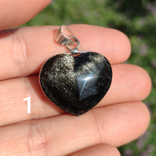 Colgante corazón de Obsidiana Plateada | Protección y Artesanía