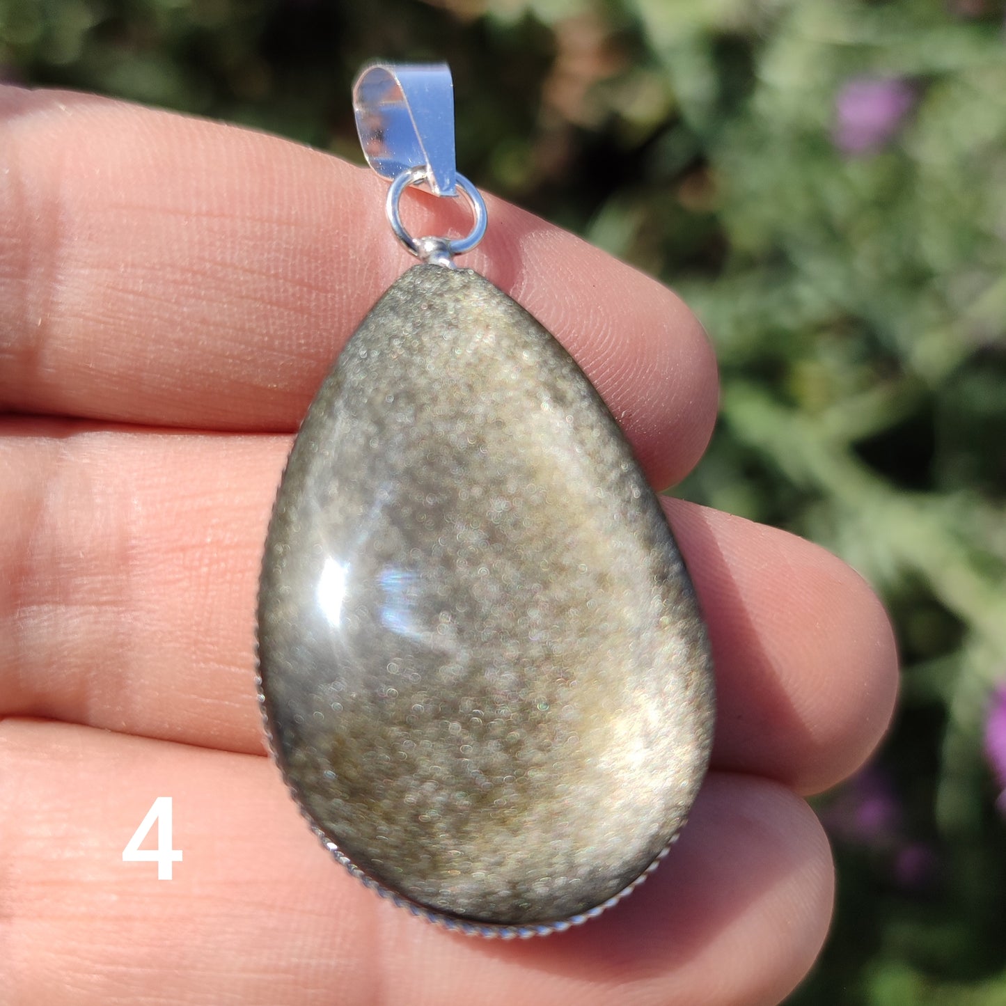Golden obsidian teardrop pendant