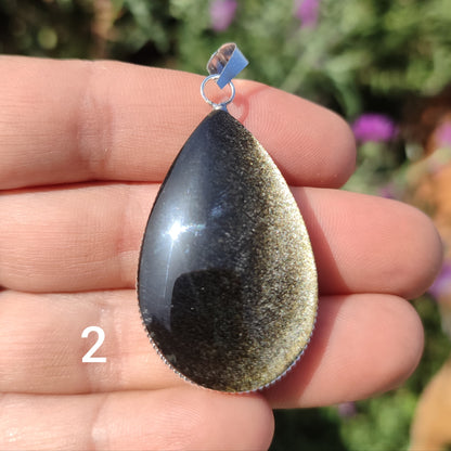 Golden obsidian teardrop pendant