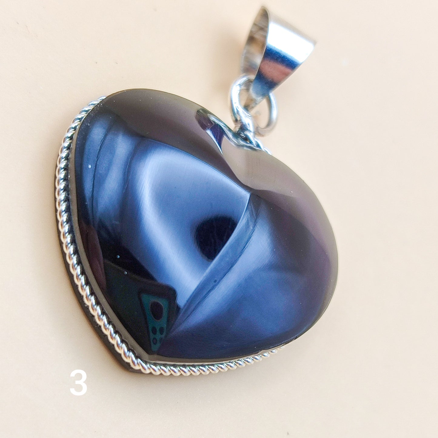 Colgante Corazón de Obsidiana Natural - Amuleto de Amor y Protección