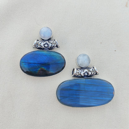 Colgante de Labradorita y Piedra Luna | Joyería de la India