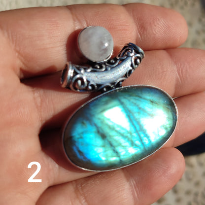 Colgante de Labradorita y Piedra Luna | Joyería de la India